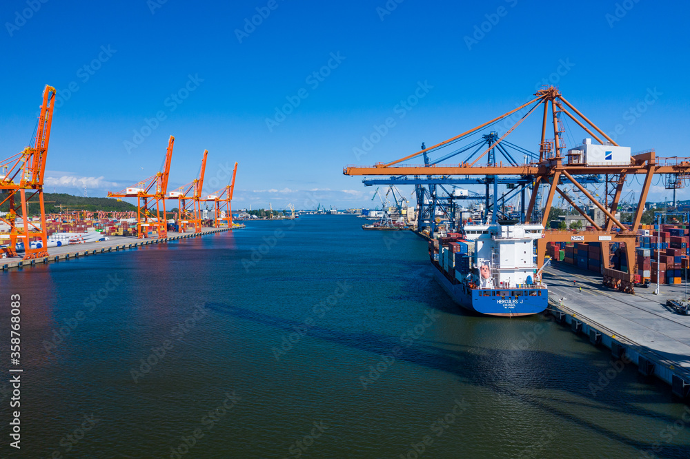 Gdynia Port Aerial View. Baltic Container Terminal in Gdynia Harbour ...