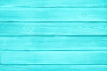 Turquoise Painted Wooden Boards. Light Teal Pastel Color Wood Texture. Shabby Chic Rustic Vintage Background