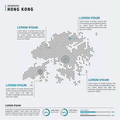 Wall Mural - Hong Kong country map infographics vector with pointer marks and circle chart template. Infographics layouts. Vector illustration