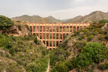 Panoramic View Of The Eagle Aqueduct That Spans The Ravine Of Cazadores Near Nerja, Costa Del Sol ,Spain