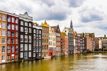 It's Architecture Of Damrak Street Of Amsterdam, Netherlands.