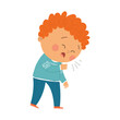 © Lubenica - Cute Boy Coughing. Cartoon hand drawn10 illustration isolated on white background in a flat style.
