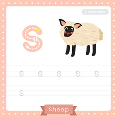 Wall Mural - Letter S lowercase tracing practice worksheet of Suffolk Sheep