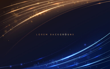 Wall Mural - abstract gold and blue light lines background