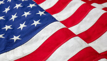 USA  Flag, US Of America Sign Symbol Background, Closeup View