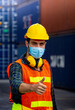 © pkproject - Male workers in the transport industry have hygienic masks