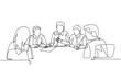 © Simple Line - One continuous line drawing of senior manager giving instruction to raise product sales to the marketing team members in the meeting. Business briefing concept single line draw design illustration