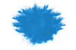 Blue powder explosion isolated on white background.