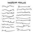 Handmade Collection Set of Underline Strokes in Marker Brush Doodle Style Various Shapes EPS 10