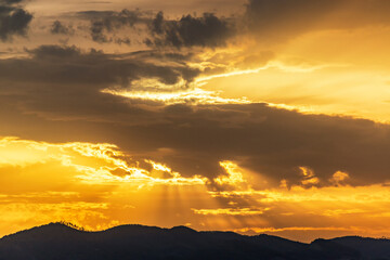 Canvas Print - Colorful sunset over Umbria, Italy.