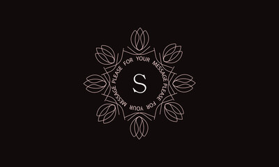 Elegant calligraphic ornament with the letter S. Monogram in brown. Business sign is identical for a boutique, jewelry, restaurant, cafe, hotel, labels.