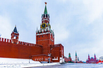 It's Savior tower of Kremlin on the Red Square in Winter