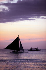 Wall Mural - Sunset, white beach path, Boracay island, Philippines.