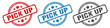 pick up stamp. pick up round isolated sign. pick up label set