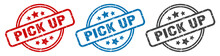 Pick Up Stamp. Pick Up Round Isolated Sign. Pick Up Label Set