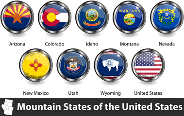 Wall Mural - Flags of Mountain States Region, US