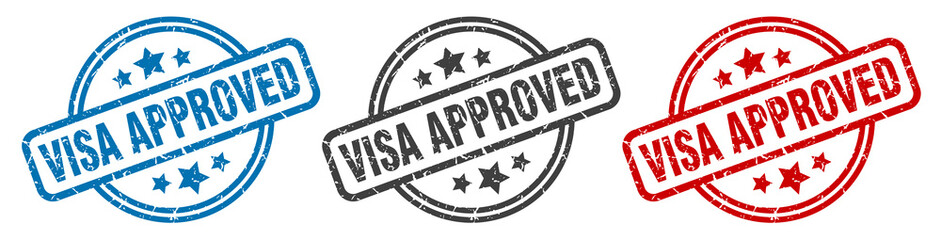 Canvas Print - visa approved stamp. visa approved round isolated sign. visa approved label set