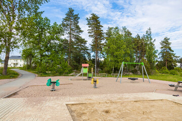 Wall Mural - Modern playground with beautiful nature around.  Sweden. Europe.