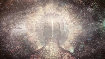 Wall Mural - burning aura. man with flamed halo