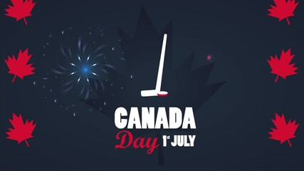 Wall Mural - happy canada day celebration with lettering and hockey sport equipment