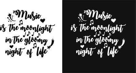 vector lettering phrases about music. two image options - black and white