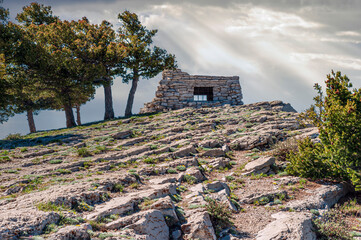 Poster - Stone Cabin on Mountaintop 