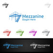 Mezzanine Flooring Logo for Parquet Wooden or vinyl hardwood granite tile vector Design