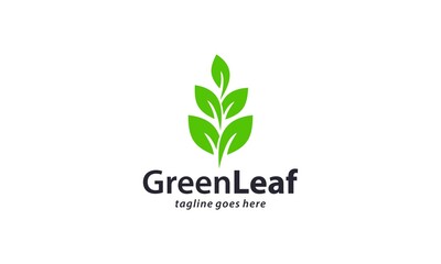 Wall Mural - Creative and modern green leaf for natural and environment logo design vector editable