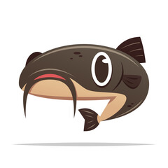 Sticker - Cartoon Catfish vector isolated illustration