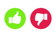 Thumbs up thumbs down green and red isolated vector like social media signs. EPS 10. Solid style.