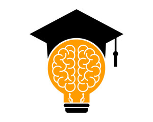 Wall Mural - Smart brain with graduation hat