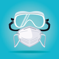 Poster - white medical mask and goggles breathing protective respiratory