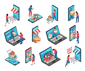 Wall Mural - Online Shopping Isometric Icons