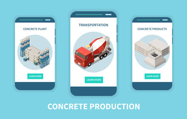 Sticker - Concrete Cement Production Isometric Banner Set