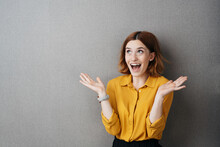 Excited Or Astonished Young Woman Gawping