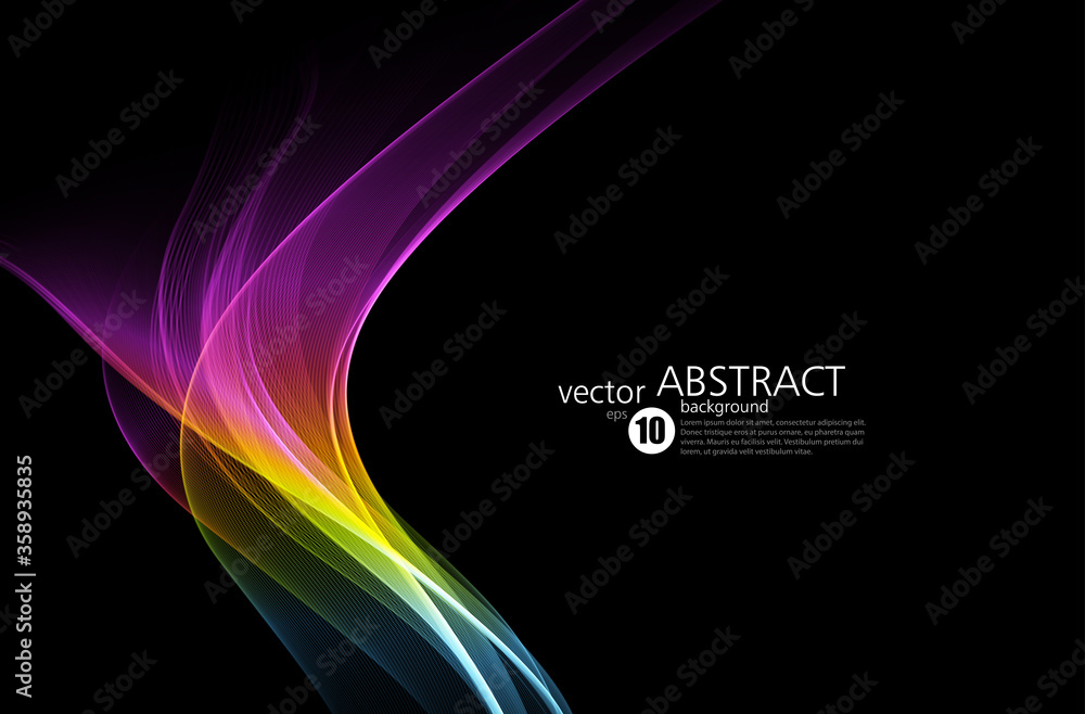 Abstract shiny color spectrum wave design element - obrazy, fototapety, plakaty 