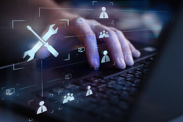 Cloud storage and cloud computing concept. Data processing technology glowing illustration background.