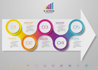 5 steps of arrow infografics template. for your presentation.