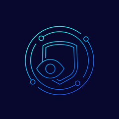 Poster - privacy, eye and shield line vector icon