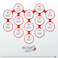 Modern infographics. Layout for the business plan. New project. Thirteen steps of development. Web design element. Graphic information. Marketing. Vector illustration.