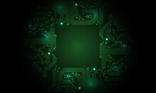 Technology Green Circuit Mainboard Computer Futuristic Background Vector Illustration.