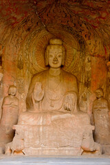 It's Longmen Grottoes ( Dragon's Gate Grottoes) or Longmen Caves.UNESCO World Heritage of tens of thousands of statues of Buddha and his disciples