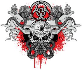 post-apocalypse, sign with skull, grunge vintage design t shirts