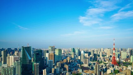 Canvas Print - 東京の都市景観と青空　タイムラプス