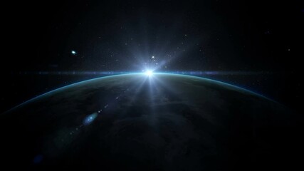 Wall Mural - planet earth as seen from space. with stars background. realistic 3d animation