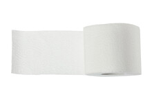 Roll Of Toilet Paper Or Tissue Isolated On White Background With Clipping Path And Full Depth Of Field. Top View. Flat Lay