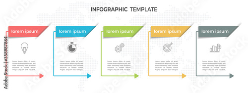 Cuadros en Lienzo Modern timeline infographic template 5 options.