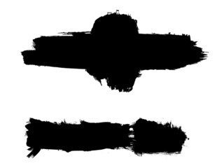 Grunge Paint Roller . Vector brush Stroke . Distressed banner . Black stripes isolated. paintbrush collection . Modern Textured shape . Dry border in Black . Bulge lines