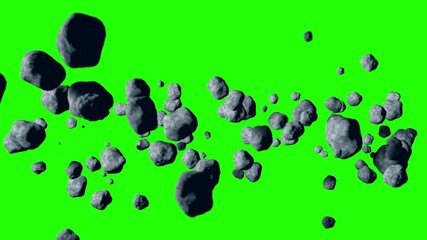 Wall Mural - flying asteroid, meteorite to earth. green screen footage