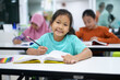 © PK Studio - Primary school children in class with the teacher on the first day of school.